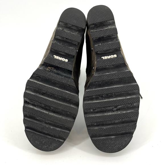 Sorel Women’s 9.5 Brown Leather Joan of Arctic Wedge Heel‎ Lace up Ankle boots - Picture 6 of 8